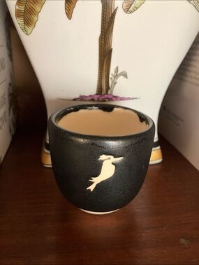The Kookaburra Handpainted Black Ceramic Espresso Mug